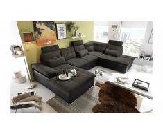 JUSTyou Mississippi Sofá esquinero Negro Marrón