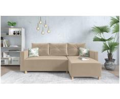 JUSTyou Lamone Sofá esquinero Beige Velour