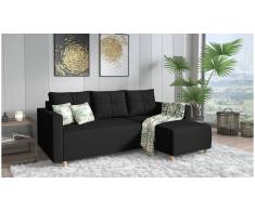 JUSTyou Livenza Sofá Negro Tejido estructurado