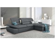 JUSTyou Helia Sofa esquinero Gris Cuero sintetico