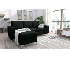 JUSTyou Eli Sofá esquinero Negro Velour