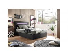 JUSTyou Concord Cama Box Spring 140x200 Negro Plateado