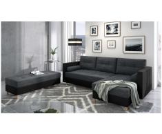 JUSTyou Kaito Sofa esquinero Negro Cuero sintetico
