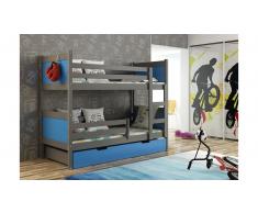 JUSTyou LEON Cama juvenil cajones Grafito Azul