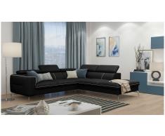 JUSTyou Diogo Sofá esquina Negro Cuero sintético