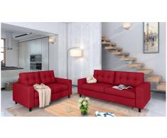 JUSTyou Linn Conjunto de sofás Café Rojo Velour