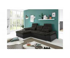 JUSTyou Minnesota Sofá esquinero Negro Marrón