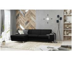 JUSTyou Lino Sofá esquina Negro Cuero sintético
