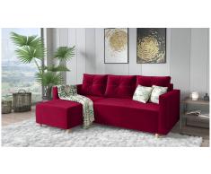 JUSTyou Livenza Sofá esquinero Rojo Velour