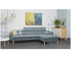 JUSTyou Nuno Sofá esquina Azul Tejido estructurado