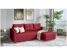 JUSTyou Livenza Sofá esquinero Rojo Cuero sintético