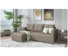 JUSTyou Livenza Sofá esquinero Marrón Cuero sintético