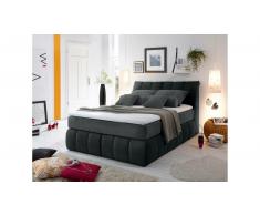 JUSTyou Pierre Cama Box Spring Velour 140x200 cm Negro