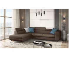 JUSTyou Corina Sofá esquina Marrón Cuero sintético