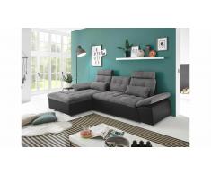 JUSTyou Minnesota Sofá esquinero Negro Antracita