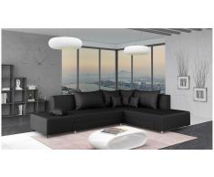 JUSTyou Livia Sofá esquina Negro Cuero sintético