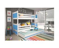 JUSTyou Lora con cama supletoria Litera Blanco Azul