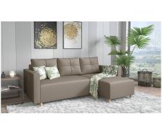 JUSTyou Livenza Sofá esquinero Marrón Cuero sintético