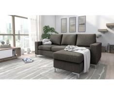 JUSTyou Eli Sofá esquinero Marrón Tejido estructurado