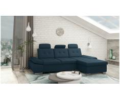 JUSTyou Carlota Sofá esquina Azul Cuero sintético