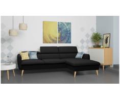 JUSTyou Nuno Sofá esquina Negro Tejido estructurado