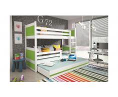 JUSTyou Lora con cama supletoria Litera Blanco Verde