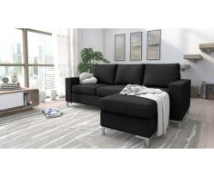 JUSTyou Eli Sofá esquinero Negro Tejido estructurado