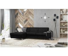 JUSTyou Lino Sofá esquina Negro Velour