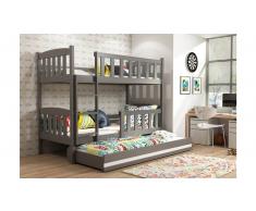 JUSTyou Frank con cama supletoria Litera Grafito Blanco