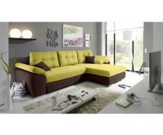 JUSTyou Kentucky Sofá esquinero Marrón Amarillo