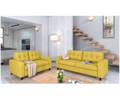 JUSTyou Linn Conjunto de sofás Café Amarillo Velour