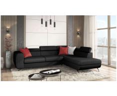 JUSTyou Corina Sofá esquina Negro Tejido estructurado
