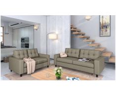 JUSTyou Linn Conjunto de sofás Beige Cuero sintético