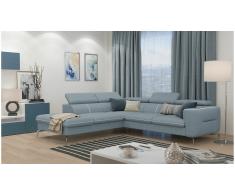 JUSTyou Diogo Sofá esquina Azul Tejido estructurado