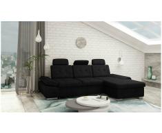 JUSTyou Carlota Sofá esquina Negro Velour