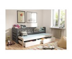 JUSTyou Kobi II Cama funcional Grafito Blanco 90x188 cm