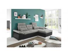 JUSTyou Minnesota Sofá esquinero Negro Plateado