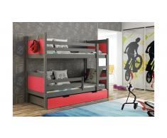 JUSTyou LEON Cama juvenil cajones Grafito Rosa