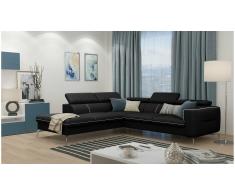 JUSTyou Diogo Sofá esquina Negro Cuero sintético