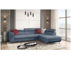 JUSTyou Corina Sofá esquina Azul Velour