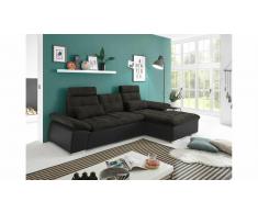 JUSTyou Minnesota Sofá esquinero Negro Marrón