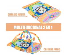 HOMCOM ® Manta Bebé Cojín de Juego con 5 Animales Colgantes 92x65x45cm