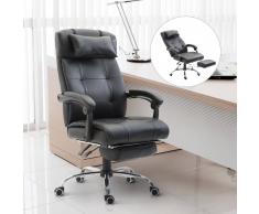HOMCOM Silla de Oficina y Escritorio Ergonómica Reclinable 145° y Giratoria 360º tipo Ejecutivo - 64.5x66.5x114-124cm