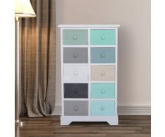 HOMCOM Armario Auxiliar Madera Multicolor 45x28x75cm