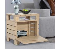 HOMCOM Mesa Auxiliar de Sofá Tipo Mesita Café con Puerta y Armario – Material de MDF – 43 x 34.5 x 47cm