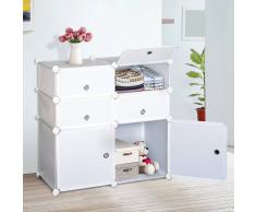 HOMCOM Armario Modular Plástico Estantería 6 Cubos Ropero Zapatero Combinado Mueble Organizador Ropa Zapatos Accesorios Juguetes