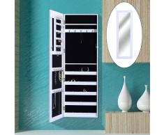 HOMCOM Espejo Joyero Blanco MDF 37x9,5x112cm