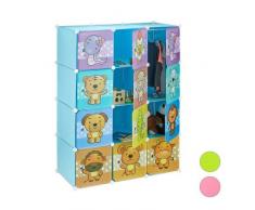 Relaxdays Estantería Infantil Modular con Animales, Azul, Estándar