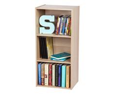 Iris Ohyama Cube Bookcase CX-3 Muebles de Almacenamiento 3 nichos/Estantería 3 repisas de Madera CX-3-Roble Claro, 41.5 x 29 x 88 cm, MDF, Beige