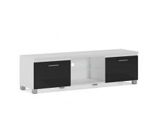 Skraut Home | Mueble Modular TV para Salón | 42 x 150 x 40 cm | Sistema de Iluminación LED Integrado | Indicado para TV de 32/40/50/55/60/65 | Puerta con Tirador | Estante de Cristal